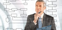 Businessman Studying Flowchart - data analysis and auditing